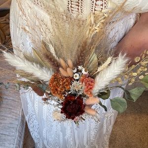 Bridal Bouquet Dried Flowers Wedding Boho Terracotta 🧡